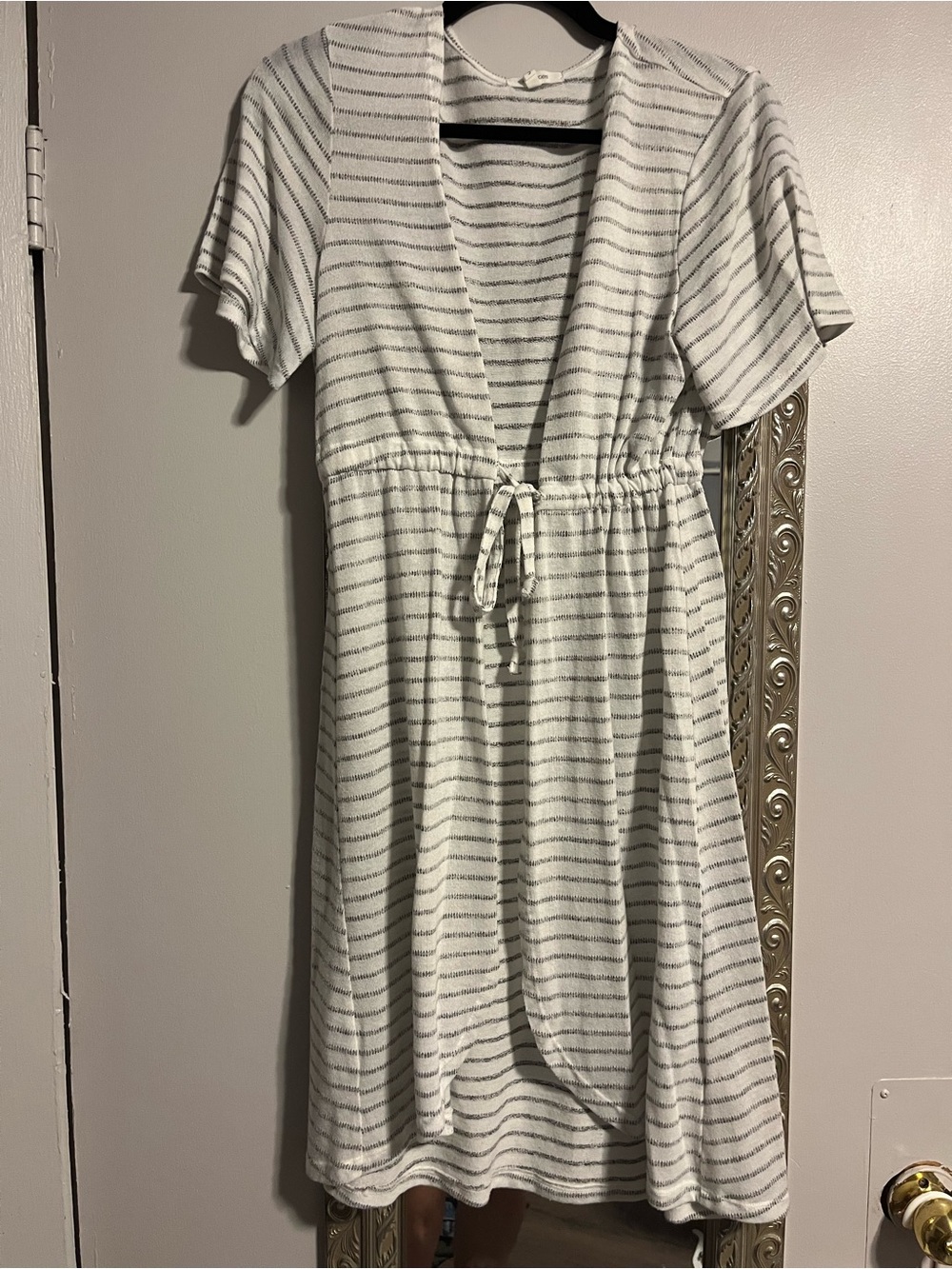 Maurices White and Gray Striped Knit Top